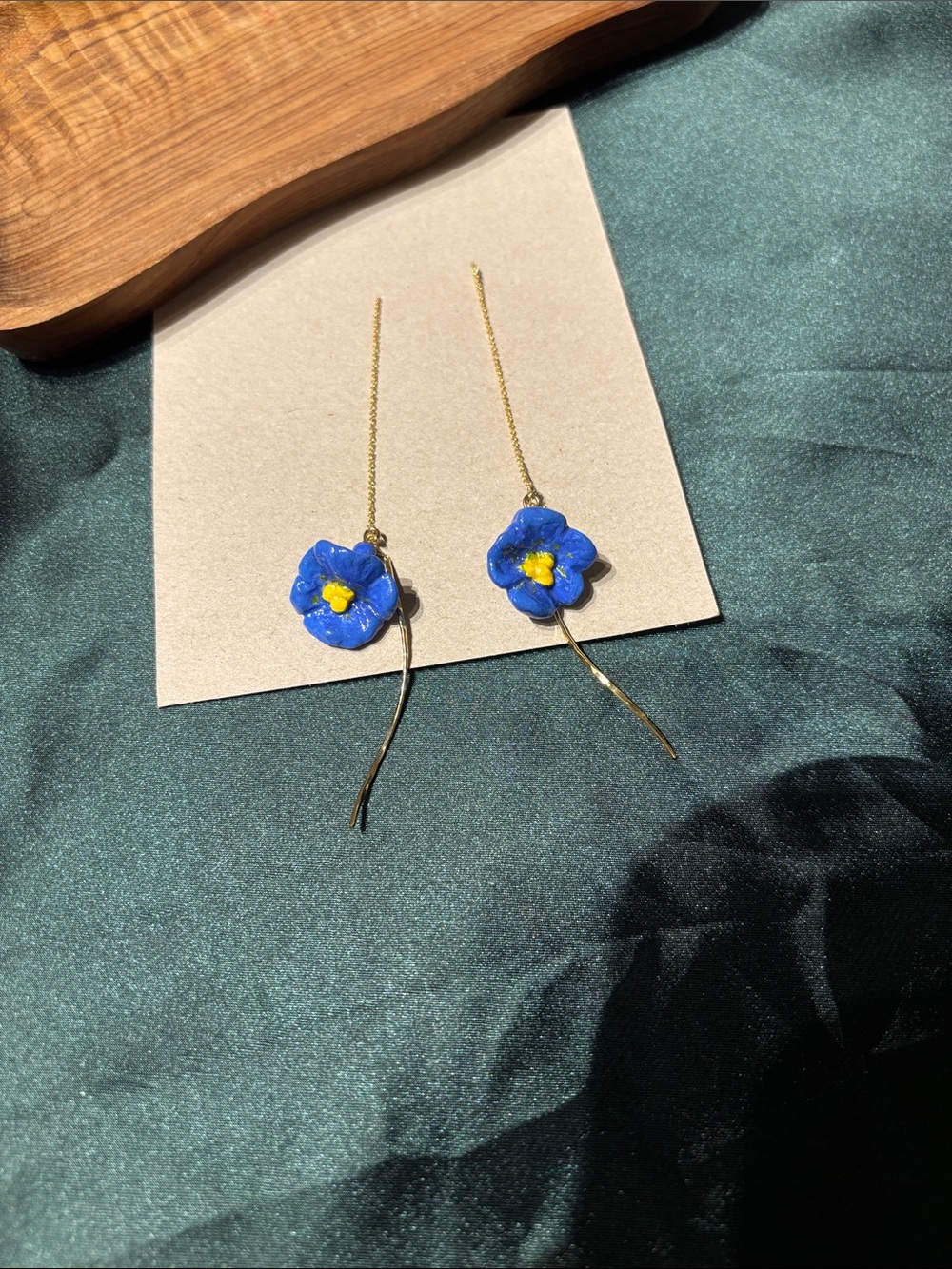 Handmade Blue Flower Earrings